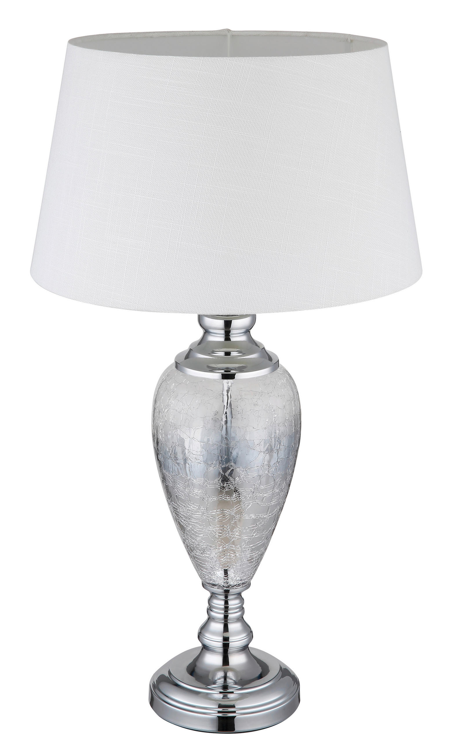 TISCHLEUCHTE 38/66 cm   - Klar/Chromfarben, KONVENTIONELL, Glas/Textil (38/66cm) - Globo