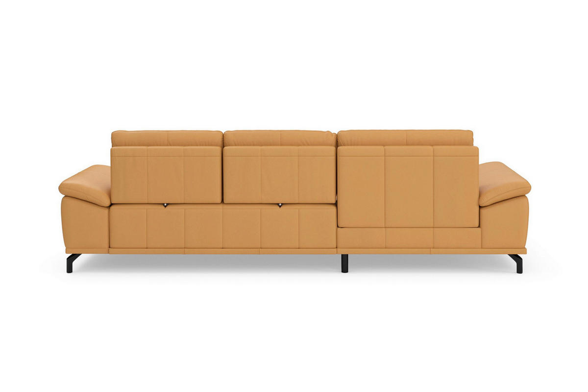 ROHOVÁ SEDAČKA, kůže, curry žlutá - černá/curry žlutá, Basics, kov/kůže (176/301cm) - Sit & More