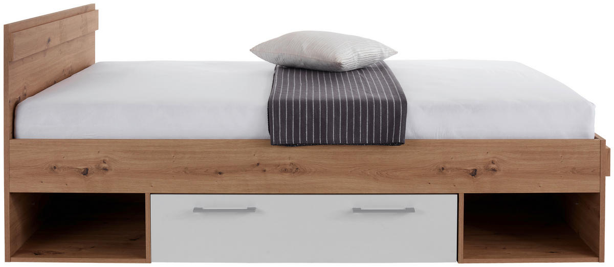 BETT 120/200 cm  in Weiß, Eiche Artisan  - Eiche Artisan/Weiß, MODERN (120/200cm) - Ondega