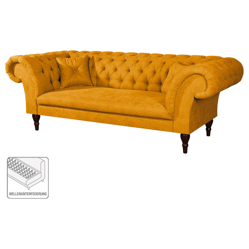 Thumbnail - Livetastic 3-Sitzer-Sofa Preston, Senfgelb, Textil, Buche, Füllung: Schaumstoffflocken, 232x79x97 cm, Made in EU, FSC 10...