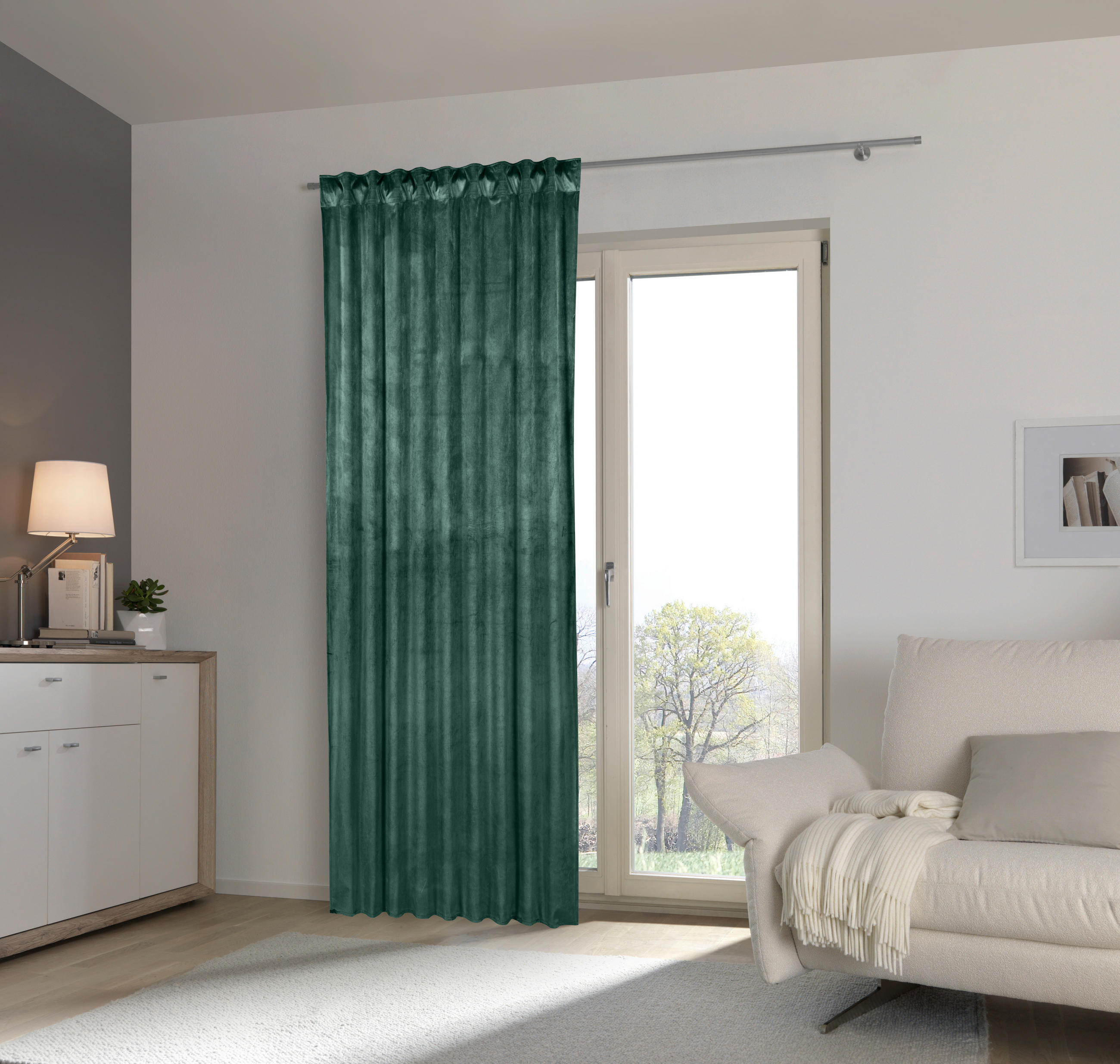 HOTOVÝ ZÁVES, nepriehľadné, 135/245 cm - tmavozelená, Basics, textil (135/245cm) - Esposa