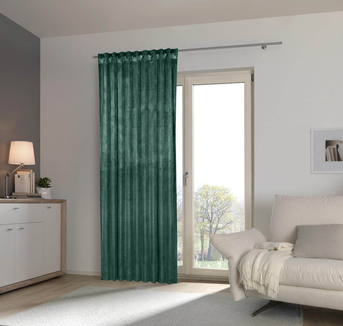 HOTOVÝ ZÁVĚS, neprůsvitné, 135/245 cm - tmavě zelená, Basics, textil (135/245cm) - Esposa