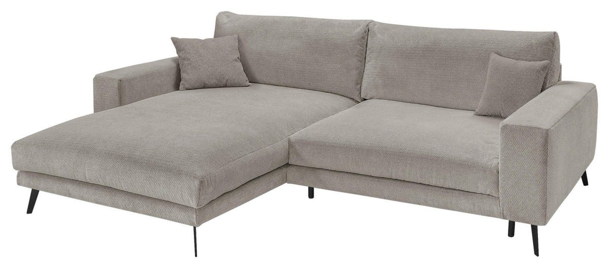 ECKSOFA Hellgrau Webstoff  - Hellgrau/Schwarz, KONVENTIONELL, Textil/Metall (196/269cm) - SetOne by Musterring