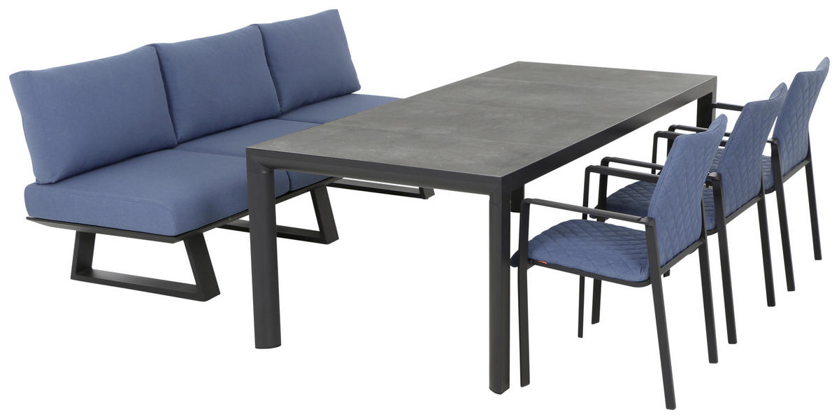 STAPELSESSEL Aluminium Anthrazit, Blau  - Blau/Anthrazit, Design, Textil/Metall (62,5/88/58cm)