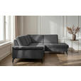 ECKSOFA Anthrazit Velours Bettkasten, Sitzvorzug  - Anthrazit/Schwarz, KONVENTIONELL, Textil/Metall (253/206cm) - Venda