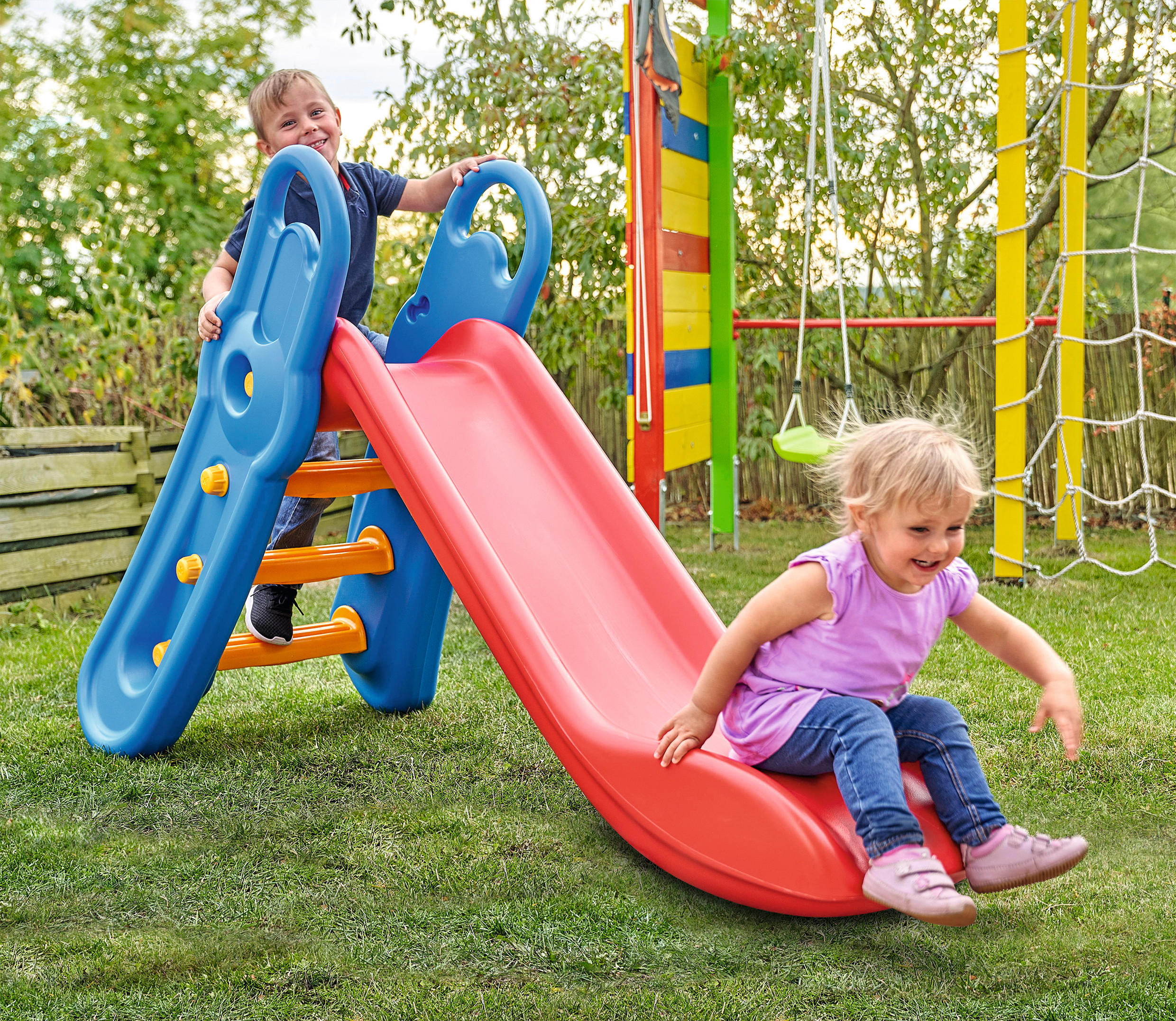 KINDERRUTSCHE Blau, Gelb, Rot - Blau/Gelb, Basics, Kunststoff (164/73/116cm) - BIG