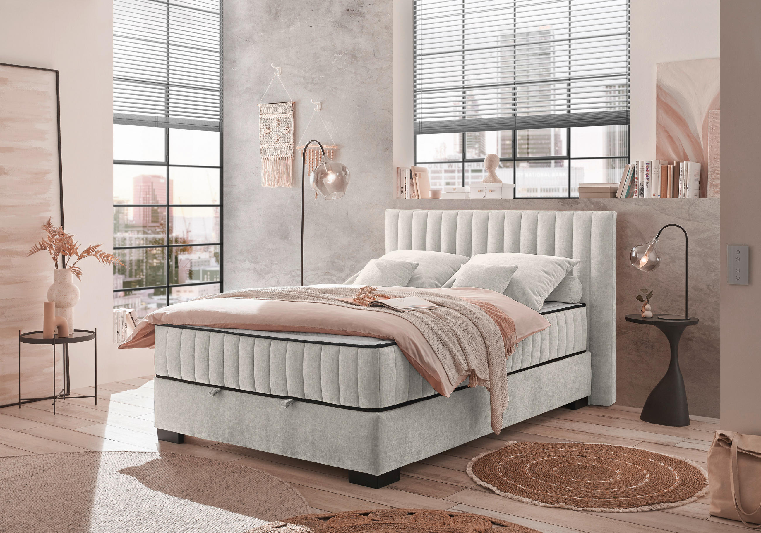 BOXBETT 140/200 cm  in Beige  - Beige/Schwarz, MODERN, Holzwerkstoff/Kunststoff (140/200cm) - MID.YOU