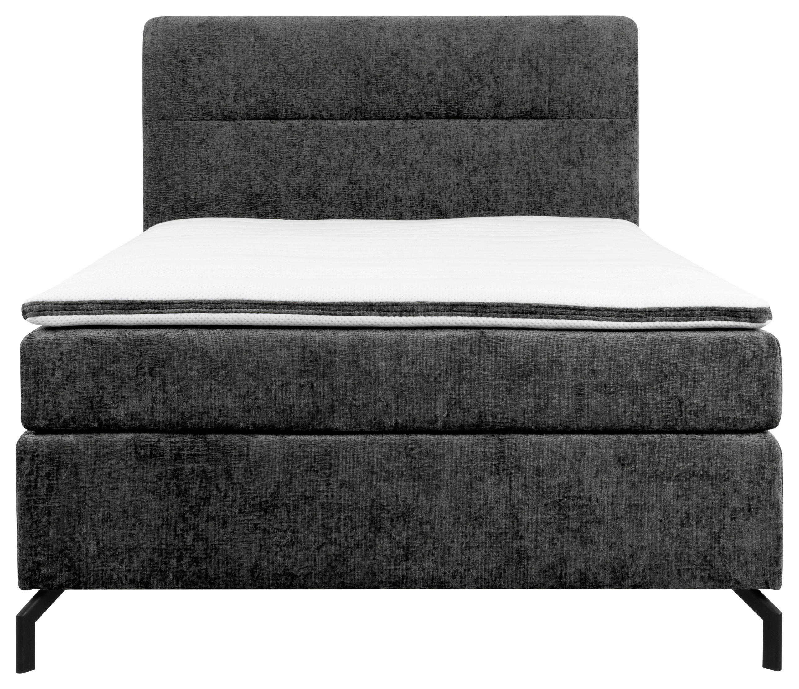 Thumbnail - Esposa Boxspringbett, Anthrazit, Textil, H2, Höhe ca. 17 cm, 140x200 cm, Stoffauswahl, Topper durchgehend, Matratze in v...