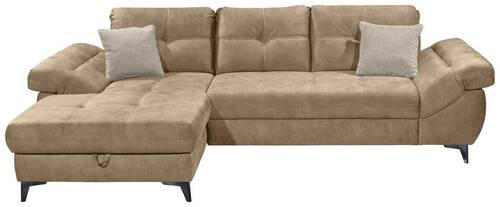 ECKSOFA in Mikrovelours Creme  - Silberfarben/Creme, KONVENTIONELL, Kunststoff/Textil (170/288cm) - MID.YOU