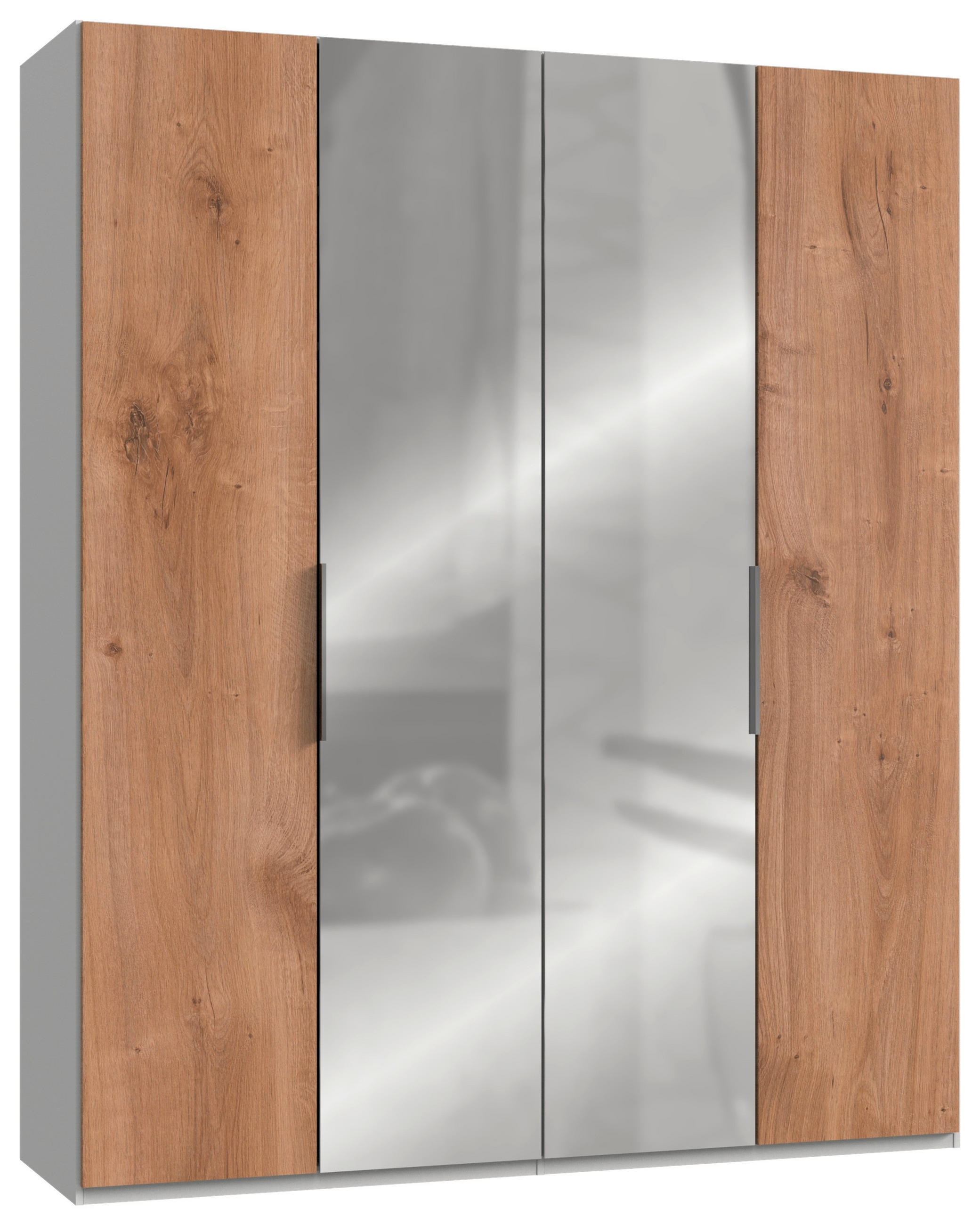 Mid.you Drehtürenschrank Wimex Level 36A Weiß, Eiche, Alu 200x236x58 cm