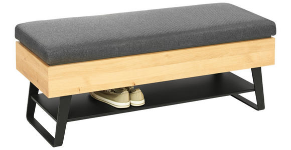 GARDEROBENBANK 118/49/41 cm - Eichefarben/Anthrazit, Natur, Holz/Textil (118/49/41cm) - Valnatura