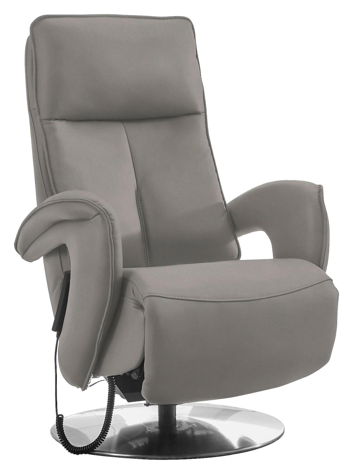 RELAXSESSEL in Leder Silberfarben  - Chromfarben/Silberfarben, Design, Leder/Metall (77/110/87cm) - Valdera
