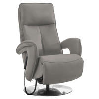 RELAXSESSEL in Leder Silberfarben  - Chromfarben/Silberfarben, Design, Leder/Metall (77/110/87cm) - Valdera
