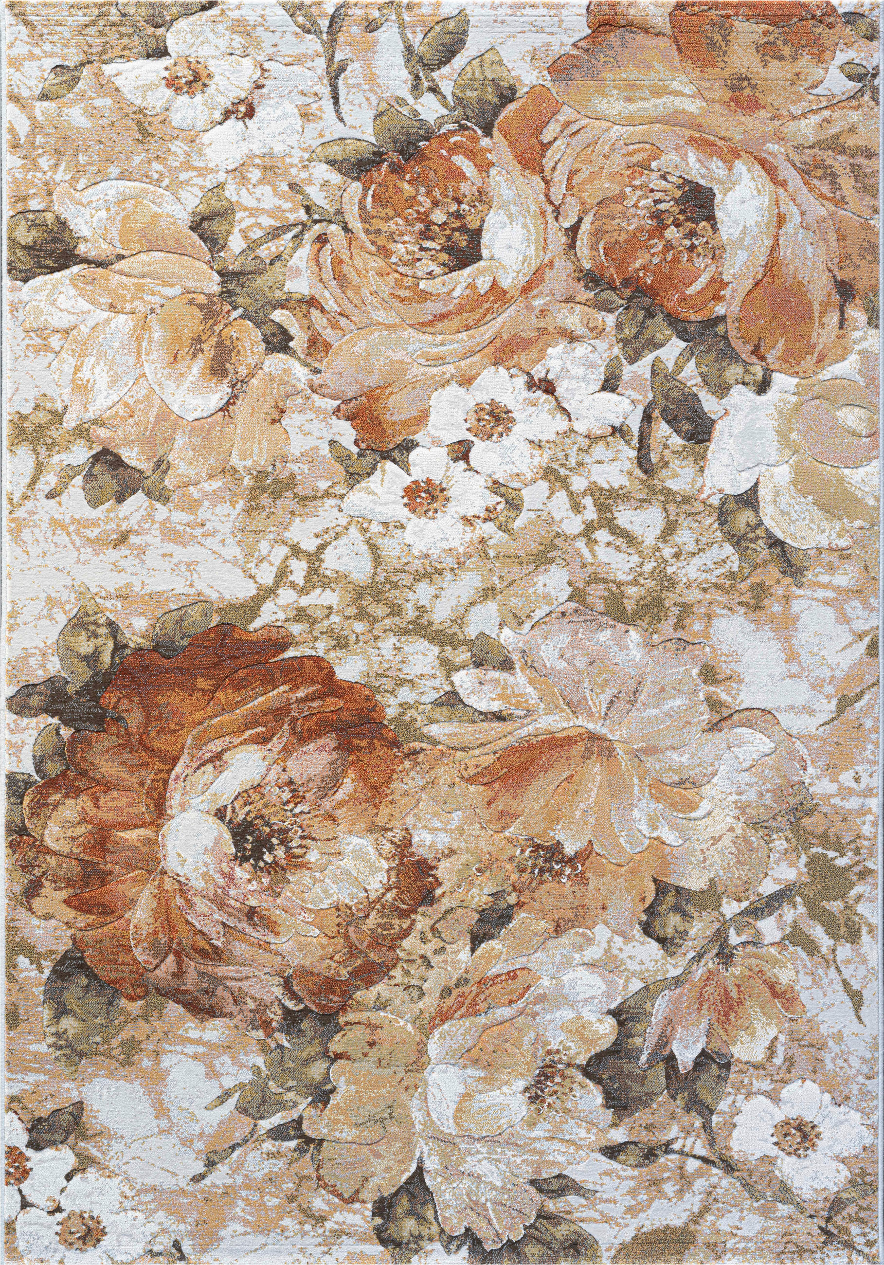 Novel Webteppich Argentum Creme, Grau, Orange 200x290 cm