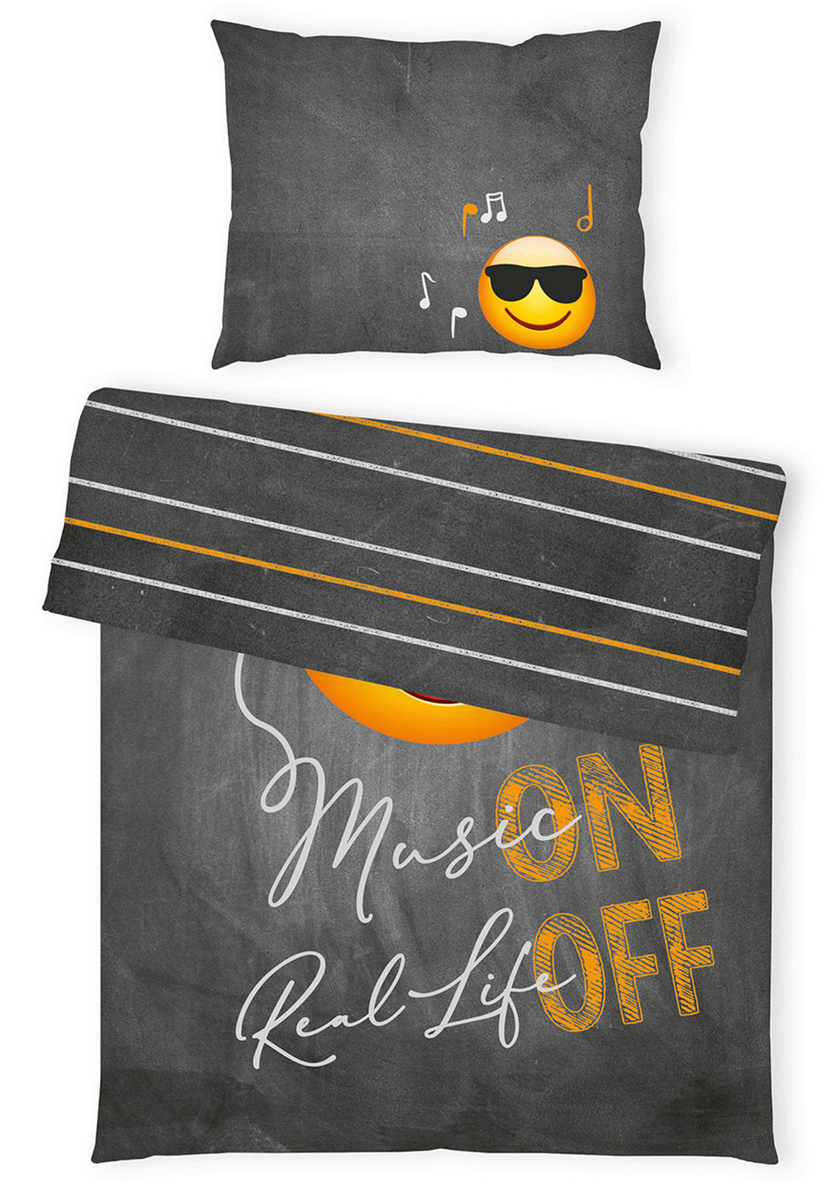 JUGENDBETTWÄSCHE 140/200 cm  - Anthrazit/Dunkelorange, KONVENTIONELL, Textil (140/200cm) - Herding