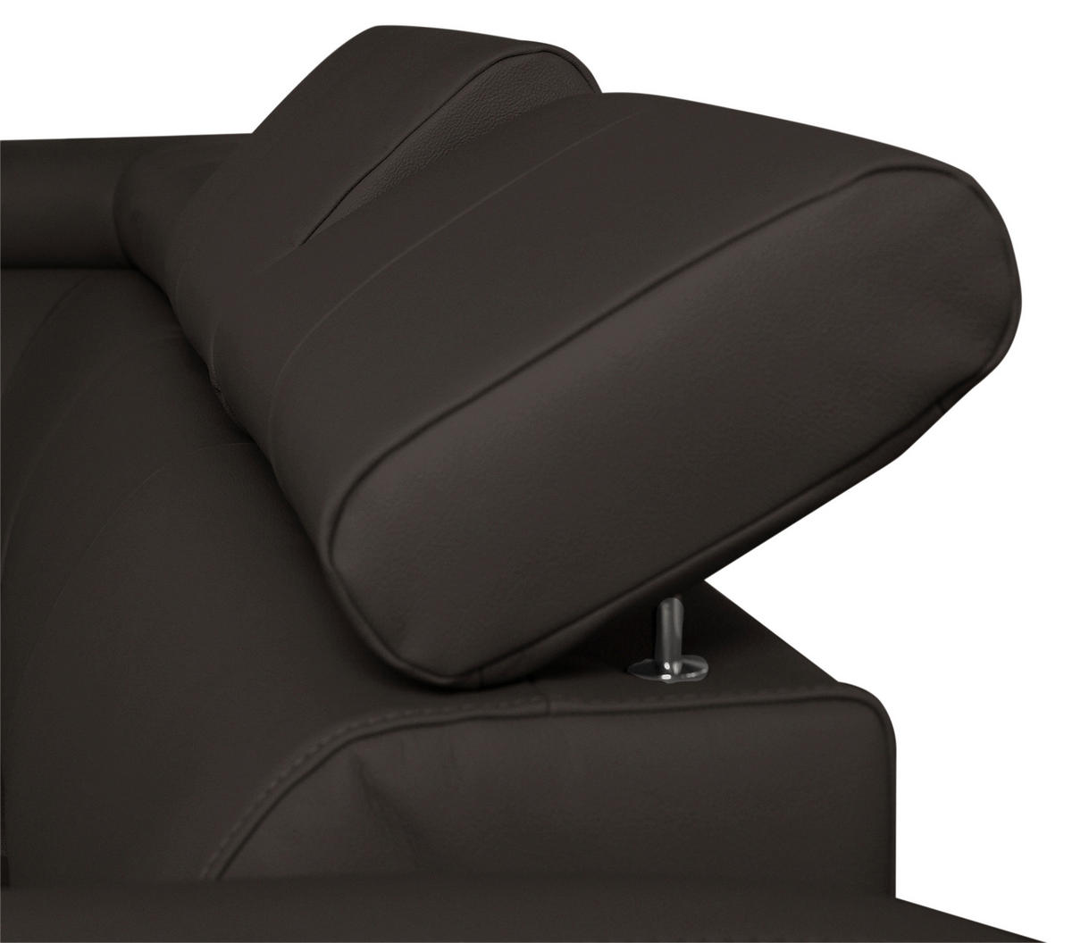 ECKSOFA Dunkelbraun Echtleder Lederlook  - Chromfarben/Dunkelbraun, Design, Leder/Textil (208/245cm) - Livetastic