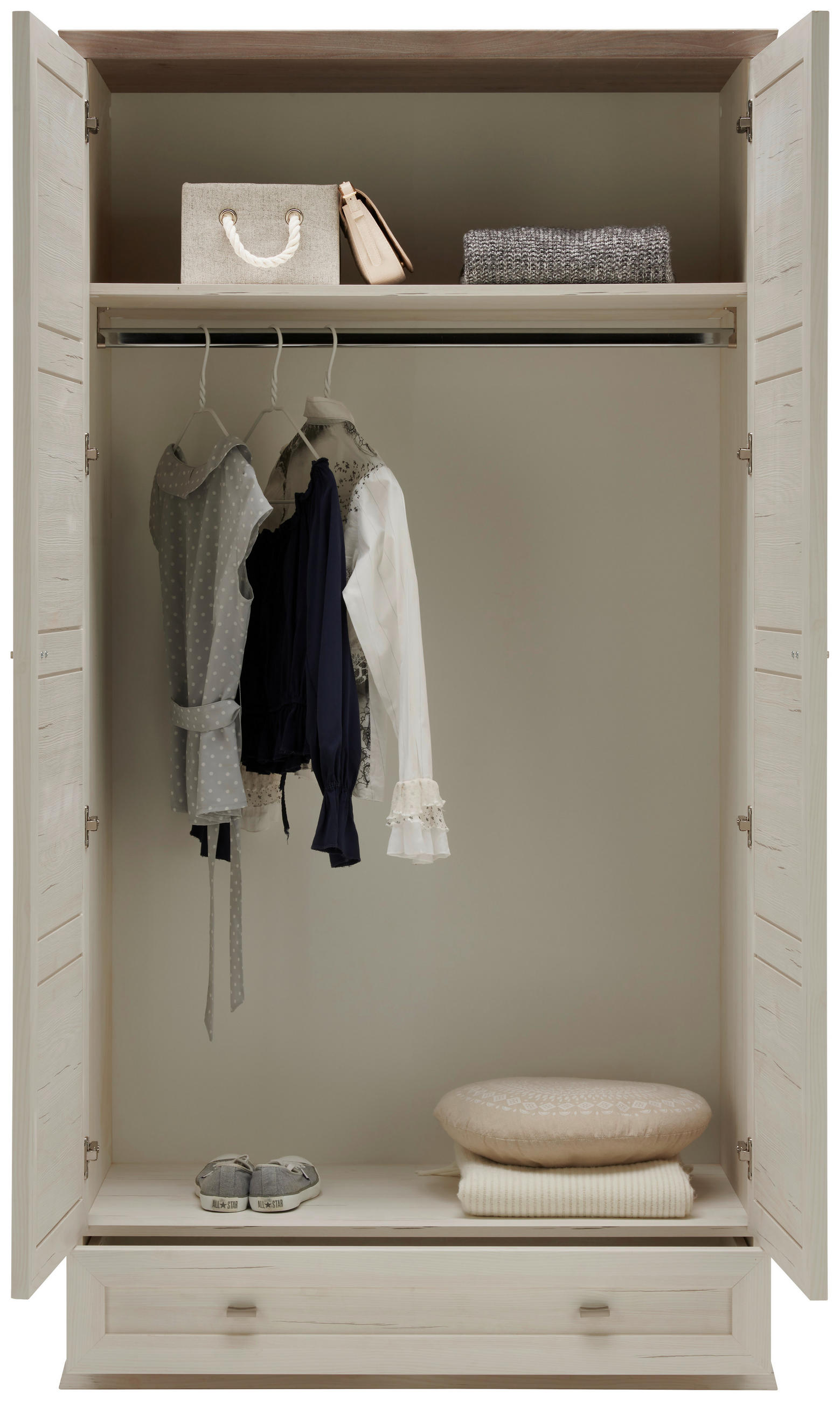 GARDEROBENSCHRANK  in 104/196,7/60,5 cm  - Grau/Pinienfarben, LIFESTYLE, Holzwerkstoff/Metall (104/196,7/60,5cm) - Hom`in
