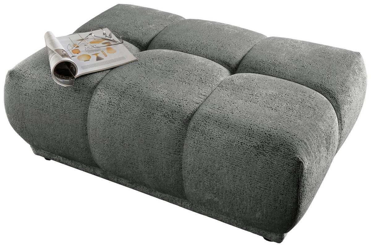 ECKSOFA ITALIA in Chenille Anthrazit  254/203 cm  - Anthrazit/Schwarz, MODERN, Kunststoff/Textil (254/203cm) - Livetastic