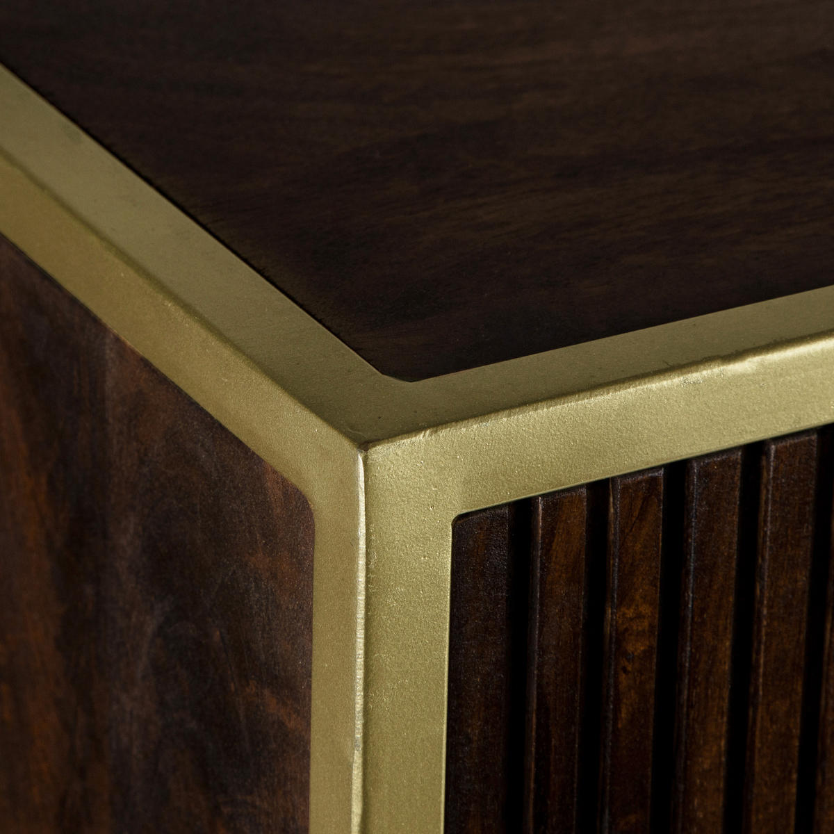 HOCHSCHRANK 35/190/40 cm  - Dunkelbraun/Goldfarben, MODERN, Holz/Metall (35/190/40cm) - Livetastic