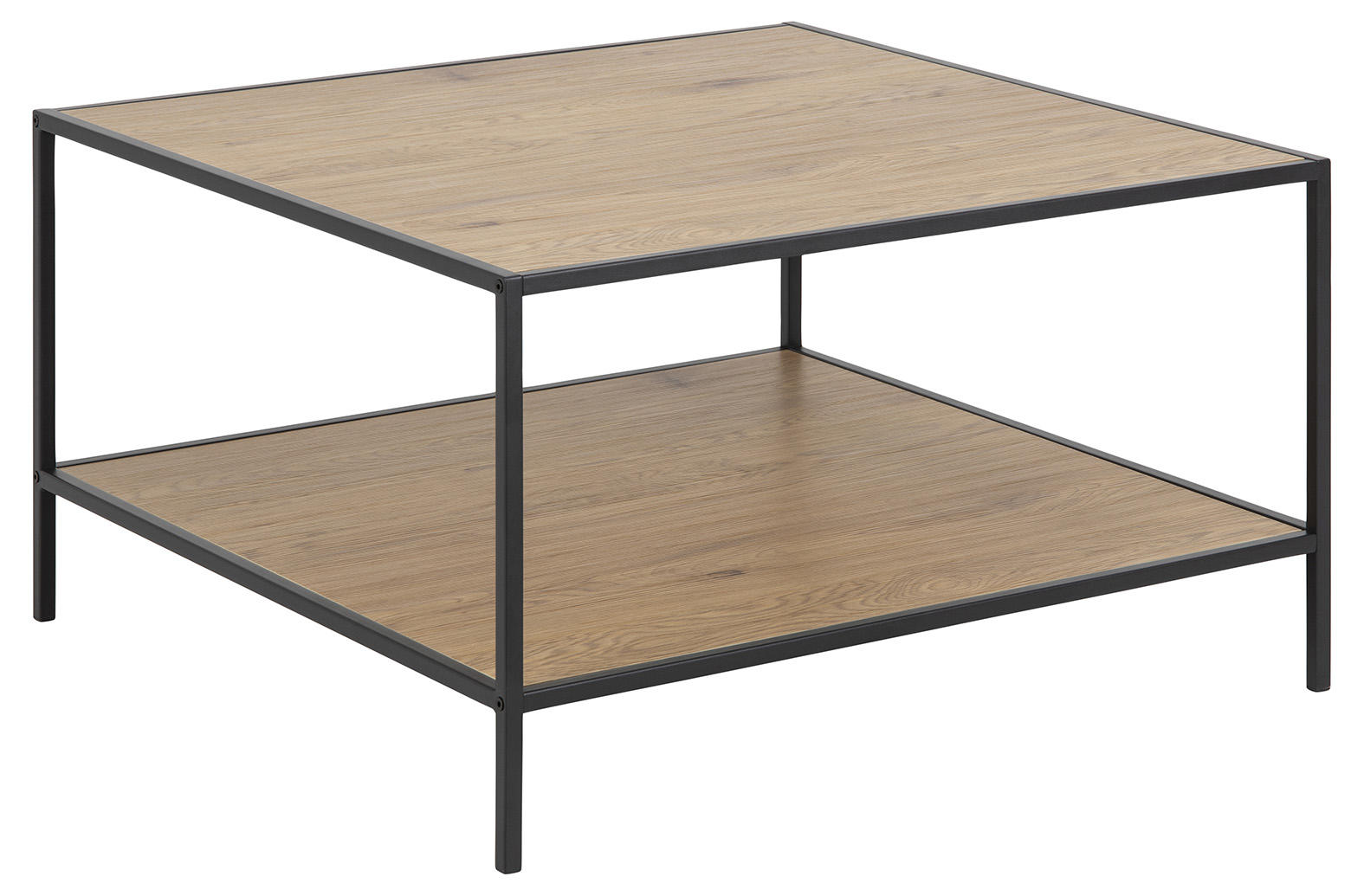 COUCHTISCH quadratisch Schwarz, Eichefarben - Eichefarben/Schwarz, Design, Metall (80/80/45cm) - Carryhome