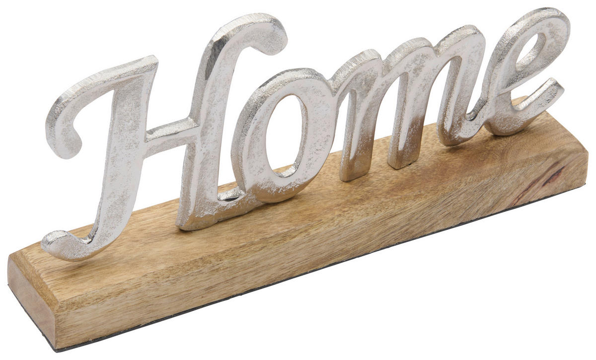 Inscripție Decorativă - argintiu/culoare natur, Basics, lemn/metal (27,5/5/12,5cm) - Ambia Home