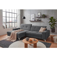 ECKSOFA SORELLA Anthrazit Mikrovelours Kopfteilverstellung, Sitztiefenverstellung  - Kaschmir/Anthrazit, Design, Kunststoff/Textil (182/328cm) - MID.YOU