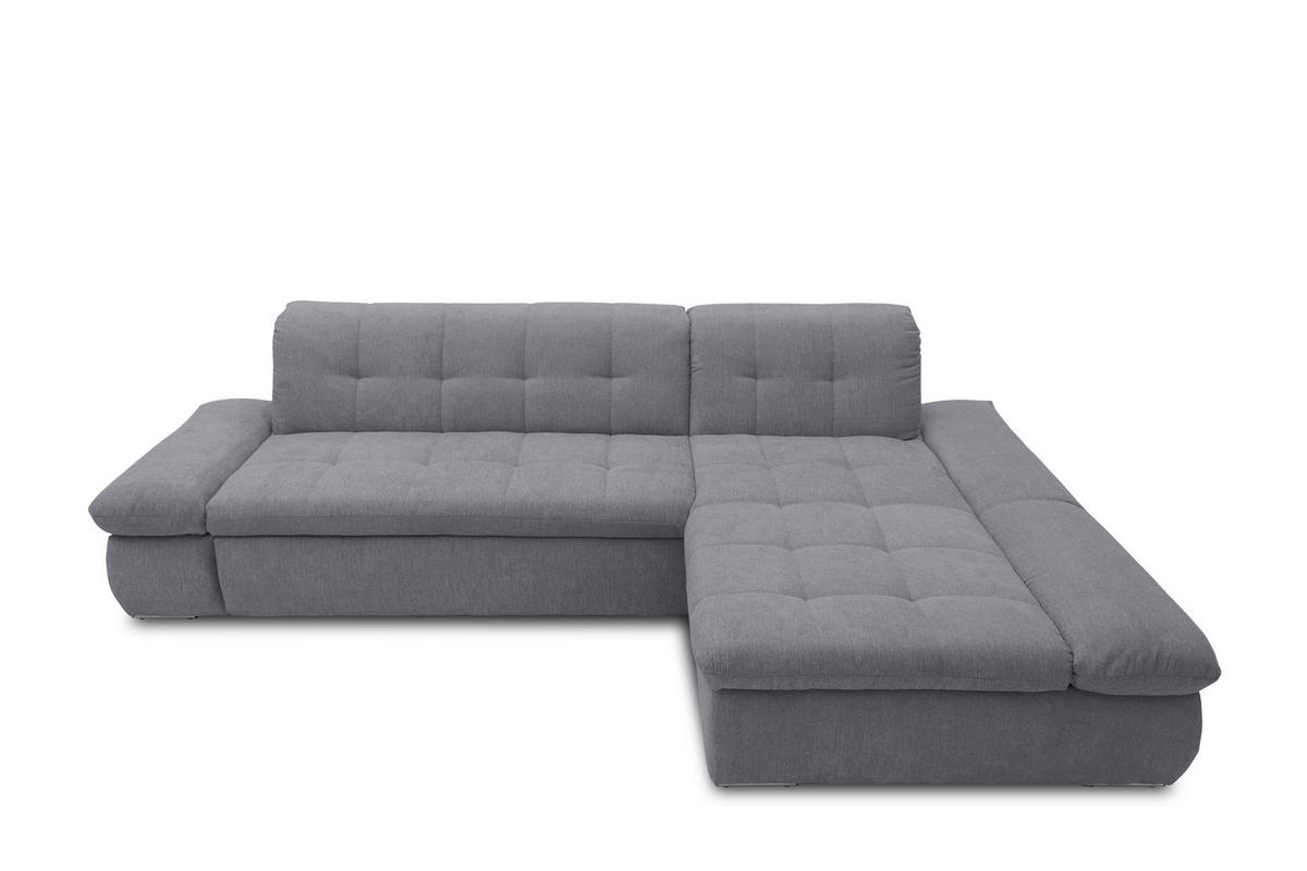ECKSOFA Dunkelgrau Mikrofaser  - Chromfarben/Dunkelgrau, KONVENTIONELL, Textil/Metall (300/172cm) - MID.YOU