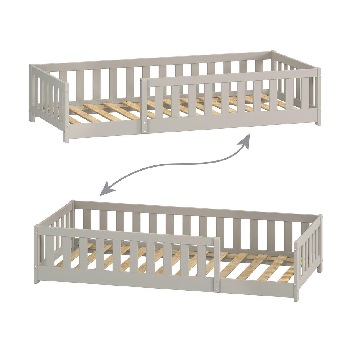 BODENBETT. 90/200 cm  in Taupe  - Taupe, MODERN, Holz/Holzwerkstoff (90/200cm) - P & B