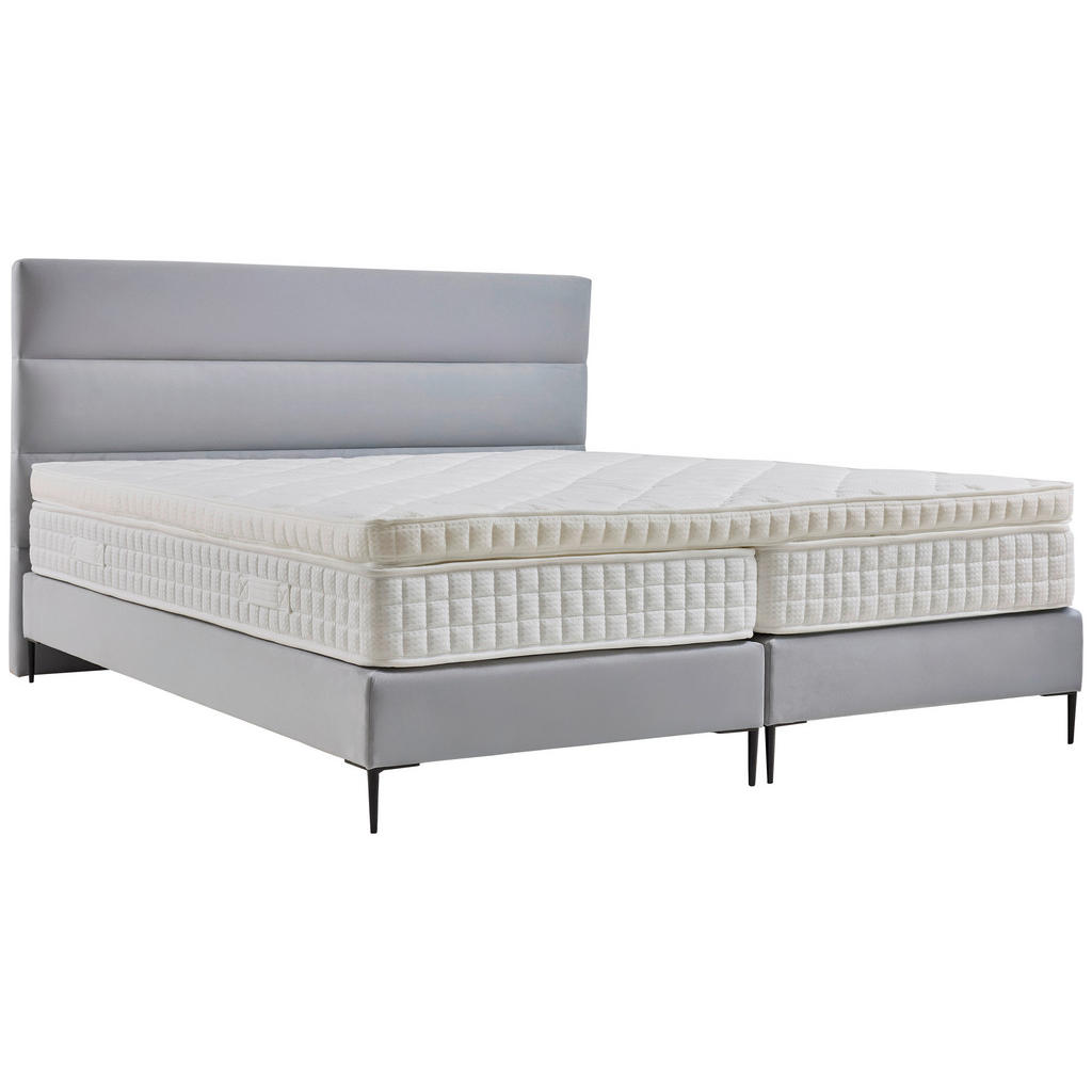 Thumbnail - Mid.you Boxspringbett Essentials,Hellgrau, Textil, Struktur, H2, 5-Zonen, Höhe ca. 21 cm, 180x200 cm, ISO 9001, DIN EN I...