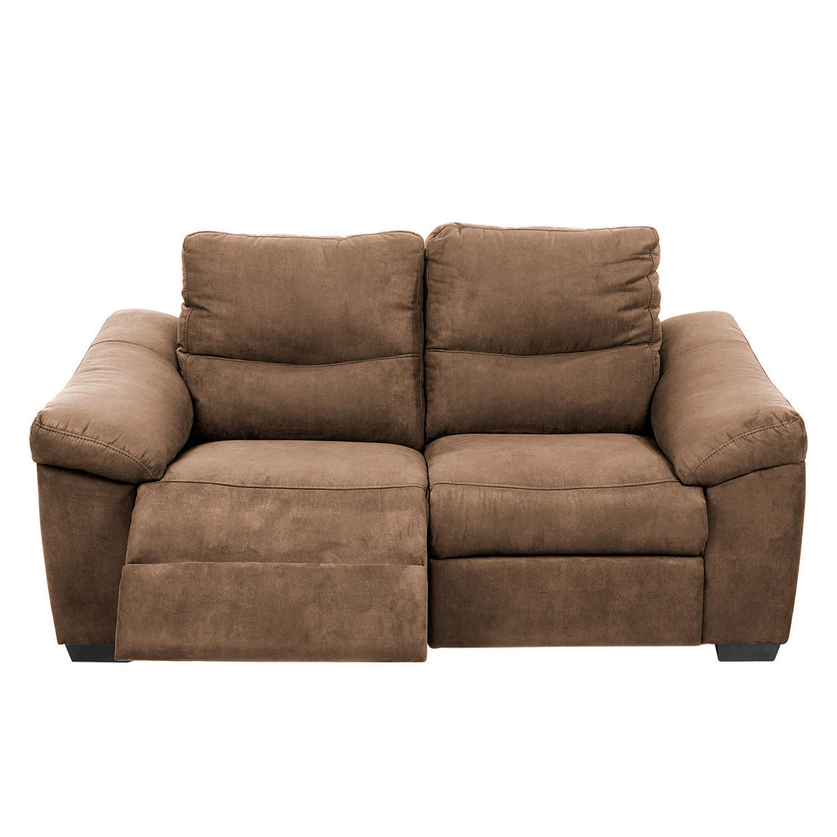 2-SITZER-SOFA Flachgewebe Braun  - Schwarz/Braun, Design, Holz/Textil (174/97/97cm) - Livetastic