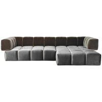 ECKSOFA in Samt, Velours Graubraun  310/215 cm  - Graubraun/Schwarz, Trend, Kunststoff/Textil (310/215cm) - Bretz