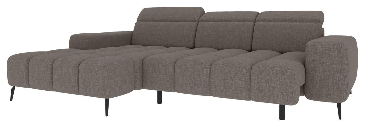 ECKSOFA Taupe Flachgewebe Rücken echt, Kopfteilverstellung, Sitztiefenverstellung  - Taupe/Schwarz, KONVENTIONELL, Kunststoff/Textil (171/273cm) - Carryhome