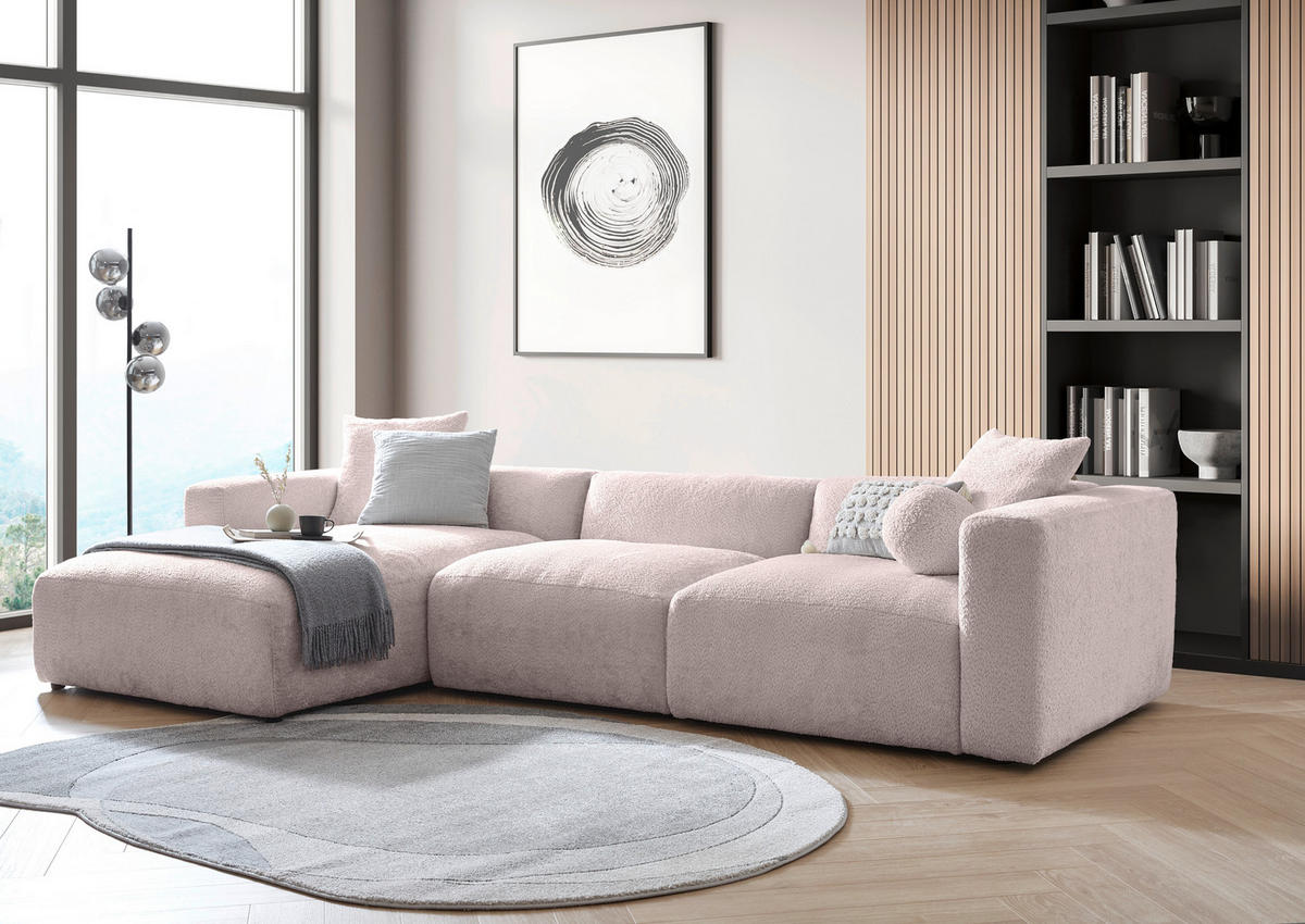 ECKSOFA Rosa Chenille  - Creme/Schwarz, MODERN, Kunststoff/Textil (178/323cm) - Carryhome