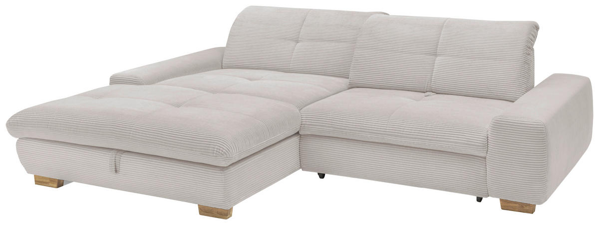 ECKSOFA Hellgrau Cord  - Eichefarben/Hellgrau, Design, Holz/Textil (198/276cm) - SetOne by Musterring