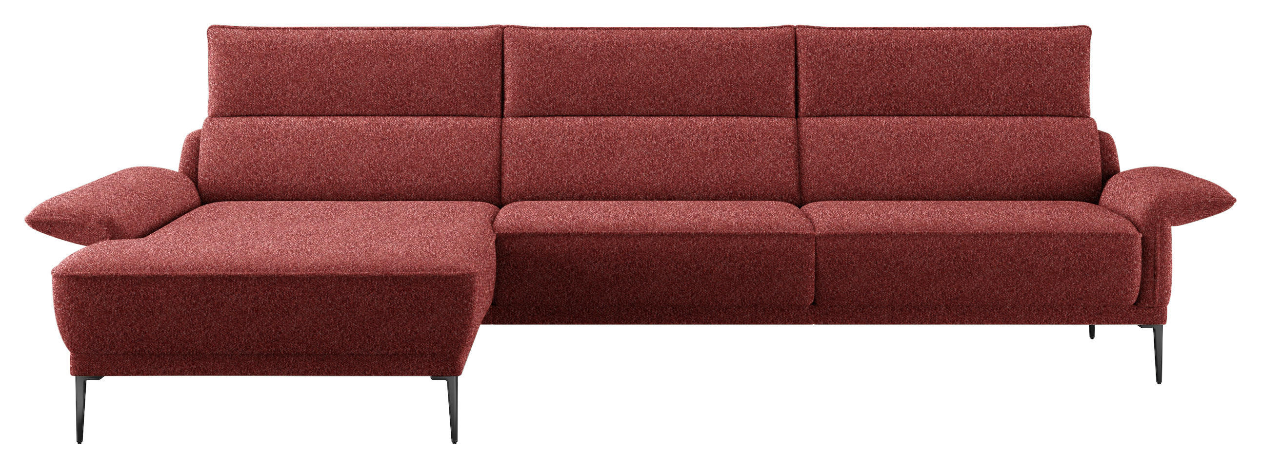 ECKSOFA in Bouclé Rot  - Rot/Schwarz, Modern, Textil/Metall (186/330cm) - Johann Jakob