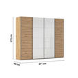 SCHWEBETÜRENSCHRANK 271/235/68 cm 4-türig Weiß, Eiche Artisan  - Chromfarben/Weiß, KONVENTIONELL, Glas/Holzwerkstoff (271/235/68cm) - Novel