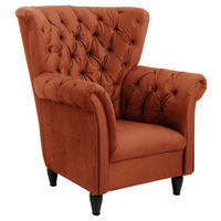 SESSEL in Velours Rostfarben  - Rostfarben/Schwarz, Design, Holz/Textil (96/112/86cm) - MID.YOU
