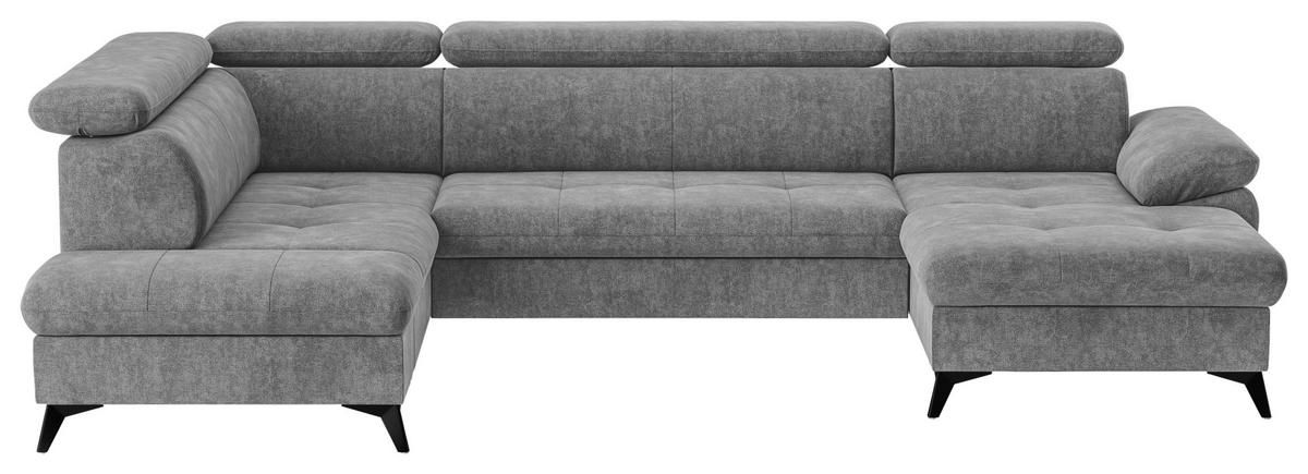 WOHNLANDSCHAFT in Grau  - Dunkelgrau/Schwarz, Textil/Metall (207/324/166cm) - MID.YOU