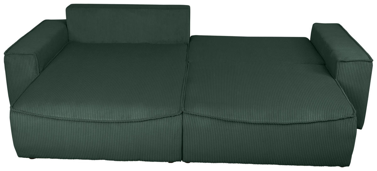 ECKSOFA Dunkelgrün Cord  - Dunkelgrün/Schwarz, KONVENTIONELL, Kunststoff/Textil (148/265cm) - Carryhome