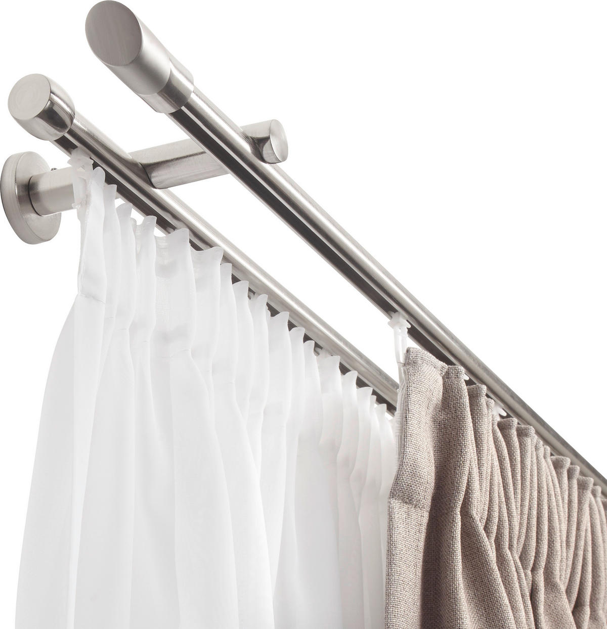OKRÚHLA TYČ S PRÍSLUŠENSTVOM 200 cm - farba ušľachtilej ocele, Basics, kov (200cm) - Homeware