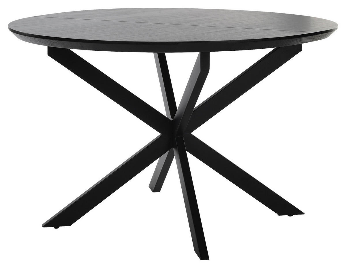 AUSZIEHTISCH Schwarz oval  ausziehbar  - Schwarz, Design, Holzwerkstoff/Metall (120-160/110/76cm) - MID.YOU