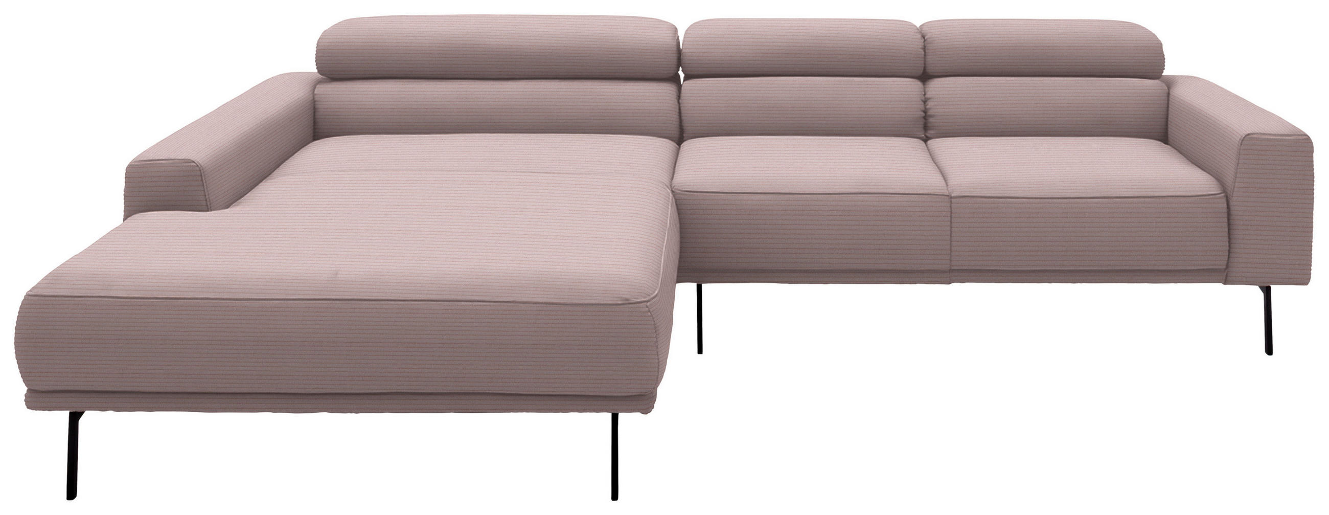 ECKSOFA Cord Rosa  - Schwarz/Rosa, Design, Textil/Metall (215-217/293cm) - Schöner Wohnen