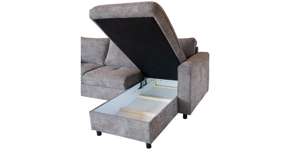 ECKSOFA Braun Flachgewebe - Schwarz/Braun, KONVENTIONELL, Textil/Metall (252/162cm) - Carryhome