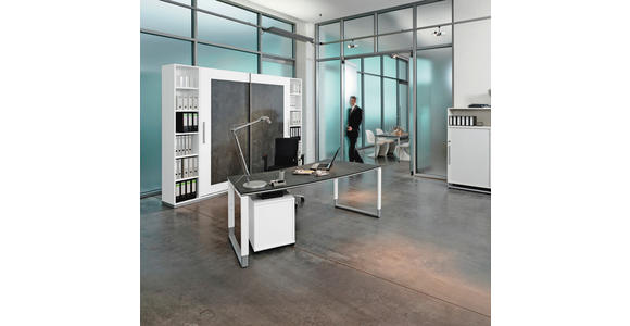 AKTENSCHRANK Grau, Weiß  - Weiß/Grau, Design, Holzwerkstoff (280/220,5/40cm) - Moderano