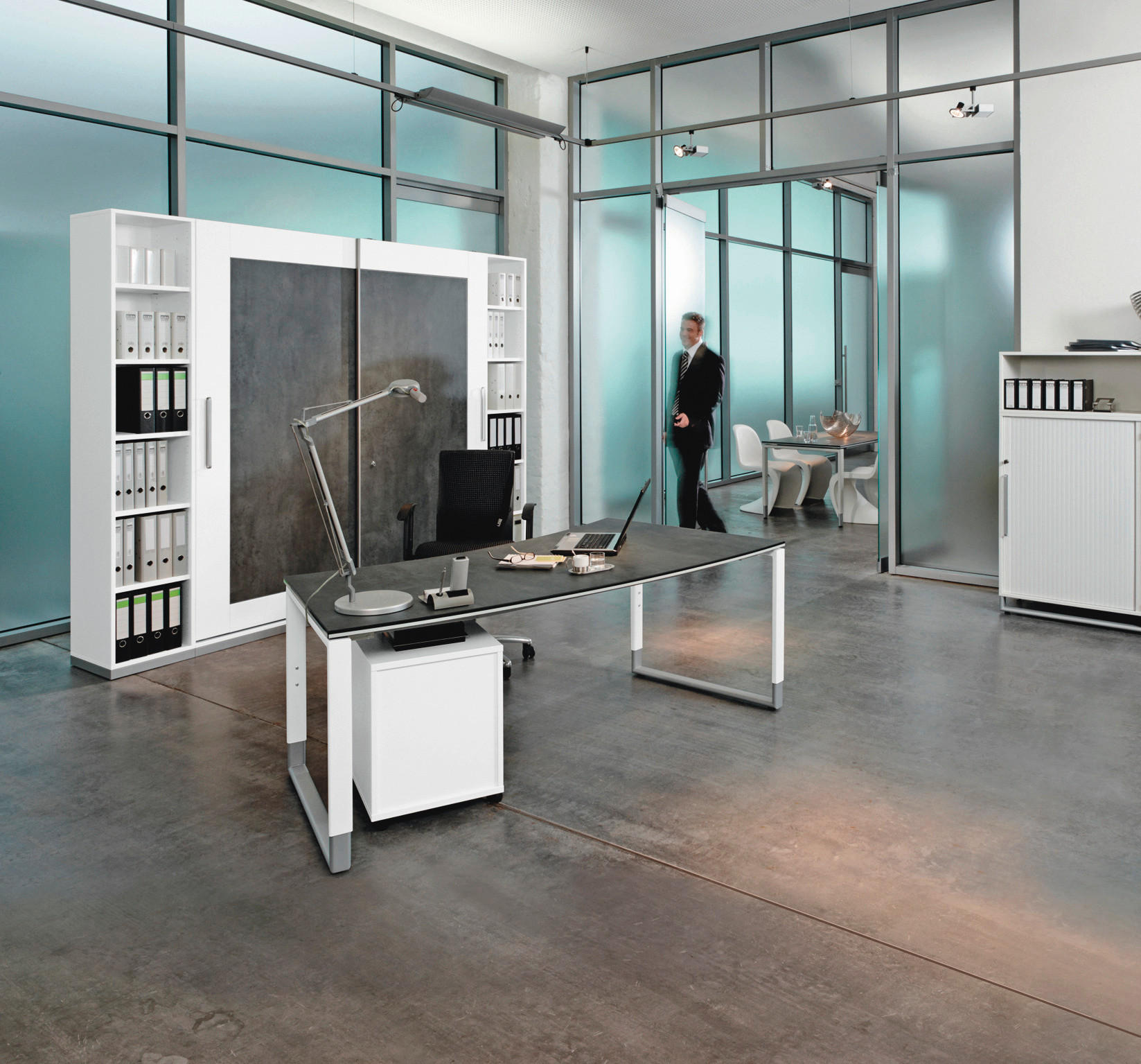 AKTENSCHRANK Grau, Weiß  - Weiß/Grau, Design, Holzwerkstoff (280/220,5/40cm) - Moderano