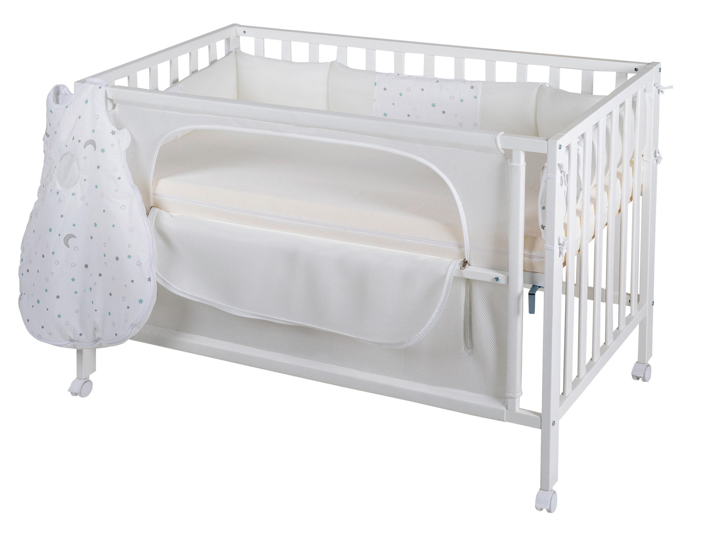 BEISTELLBETT roba Sternenzauber  - Weiß, Basics, Holzwerkstoff/Textil (66/79,5/126cm) - Roba