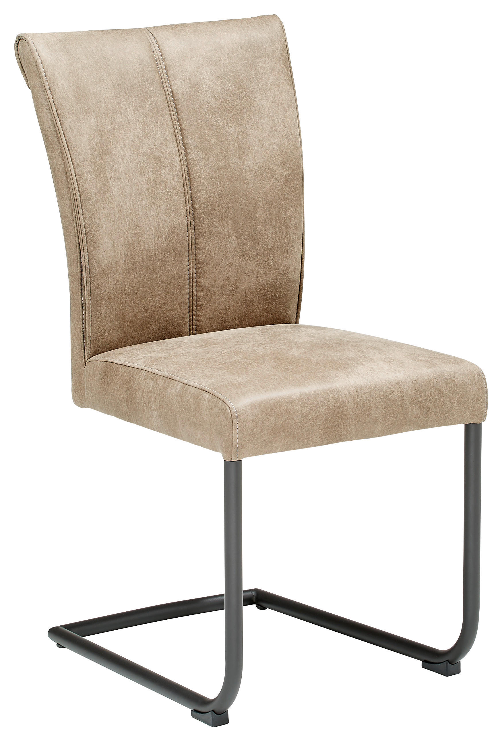 SCHWINGSTUHL  in Mikrofaser  - Hellbraun/Schwarz, Natur, Textil/Metall (46/94/60cm) - Valdera