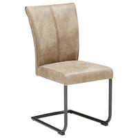 SCHWINGSTUHL  in Mikrofaser  - Hellbraun/Schwarz, Natur, Textil/Metall (46/94/60cm) - Valdera