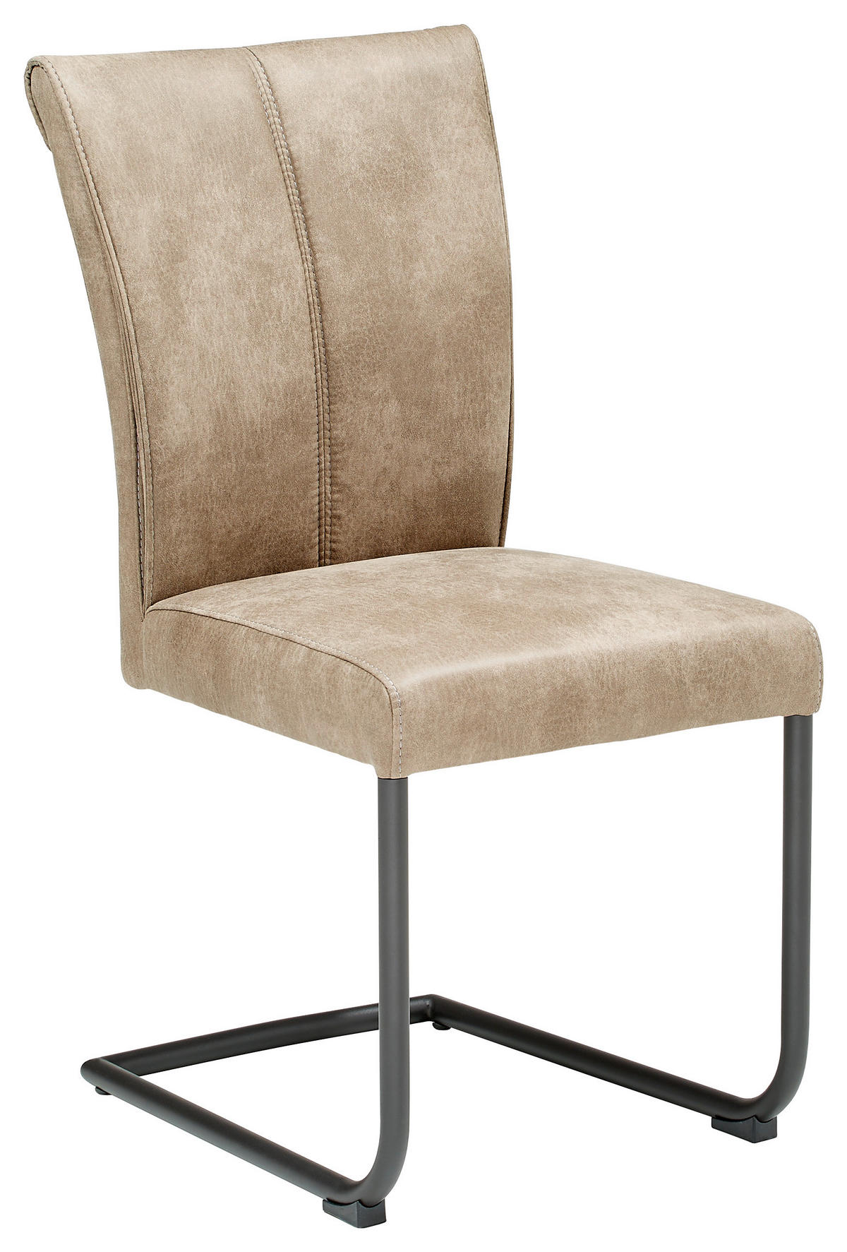 SCHWINGSTUHL  in Mikrofaser  - Hellbraun/Schwarz, Natur, Textil/Metall (46/94/60cm) - Valdera