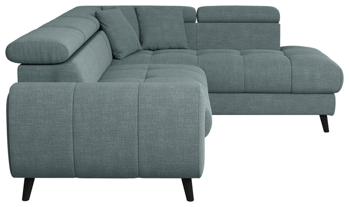 ECKSOFA in Flachgewebe Blau  - Blau/Schwarz, Design, Textil/Metall (246/195cm) - Livetastic